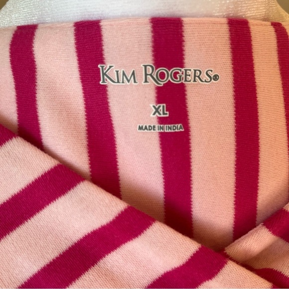 NWT Kim Rogers Stripes Fuchsia dark and Light pink and white Women blouse - Picture 6 of 9